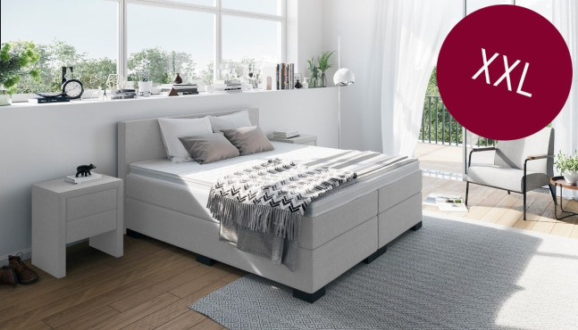 Boxspringbett XXL in Golf Anthrazit