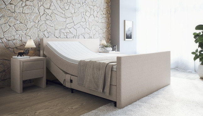 Boxspringbett Sven mit Motor in Hellgrau