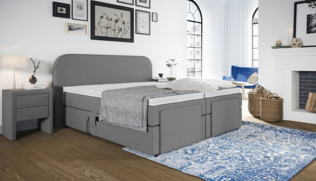Boxspringbett Phillip 180 x 200 cm mit Kopfteil Helene mit Seitenabstand. 