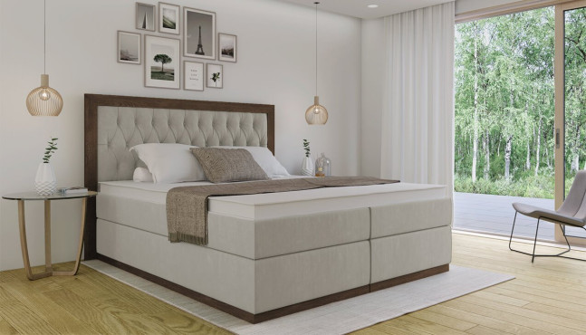Boxspringbett Claire - Kopfteil mit Rechtecken