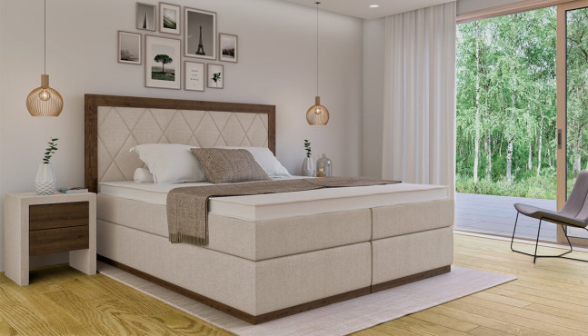 Boxspringbett Claire - Kopfteil mit Rechtecken