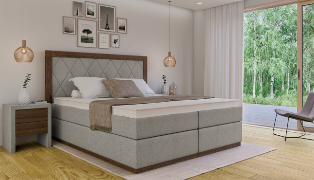 Boxspringbett Claire - Kopfteil mit Rechtecken