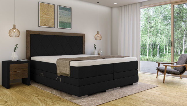 Boxspringbett Astrid Luca Beige - Kopfteil mit Rauten