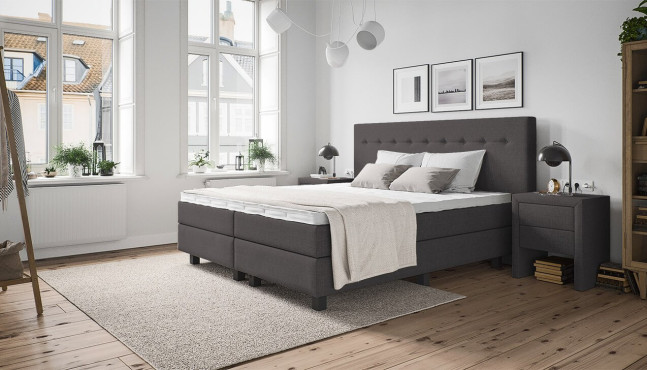 Boxspringbett Polly in Natur; Kopfteil mit Seitenüberstand