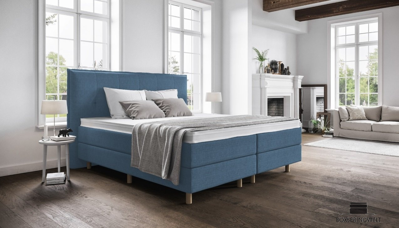 Boxspringbett Paula in Golf Blau