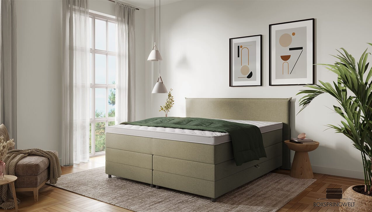 In Textilbezug Jade Thymian; Kopfteil mit Keder                     