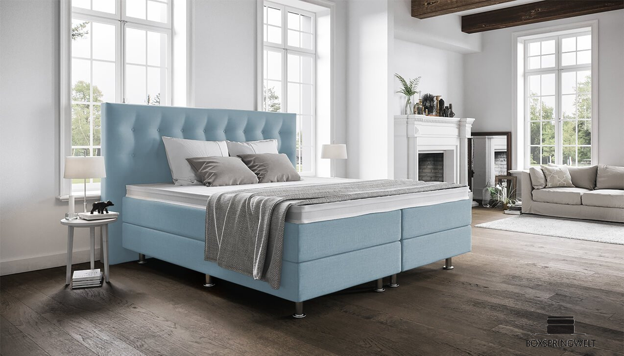 Boxspringbett Paula in Board Hellblau