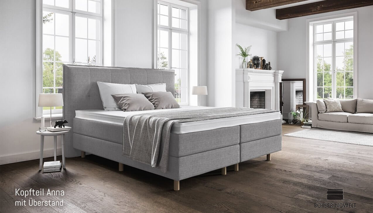 Mit Kopfteil Anna mit Seitenabstand. Runde Füße, Buche.