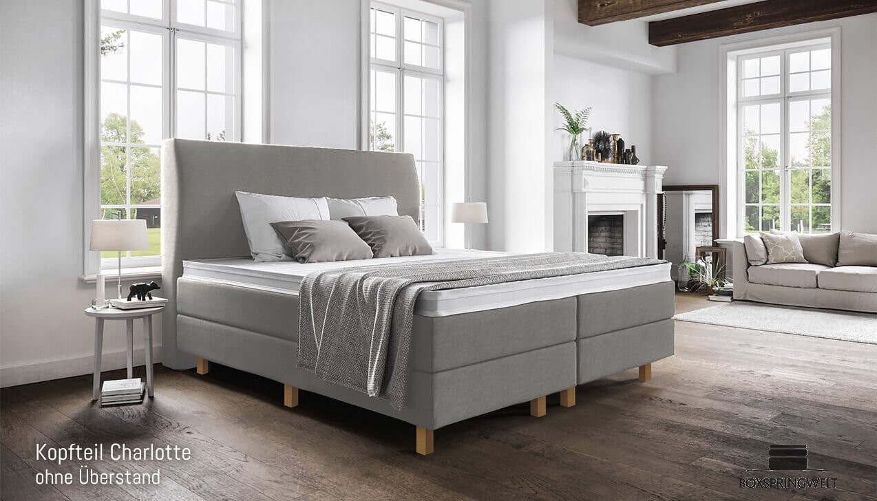 Mit Kopfteil Charlotte ohne Seitenabstand. Eckige Füße, Buche.