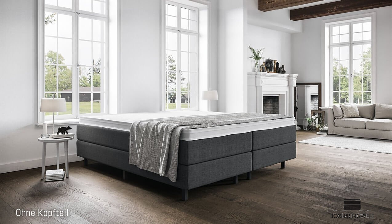 Ohne Kopfteil. Eckige Füße, Schwarz.