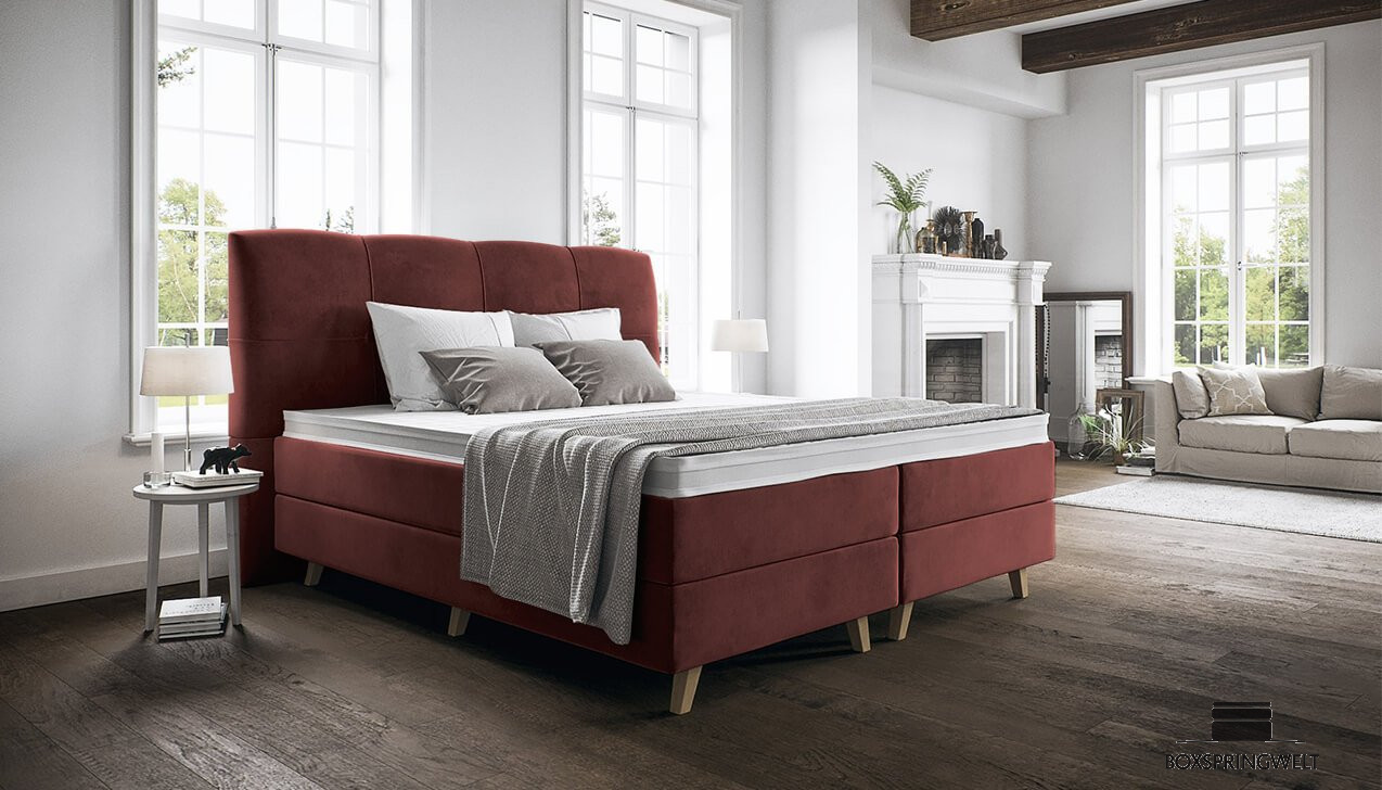 Boxspringbett Paula in Adore Winered