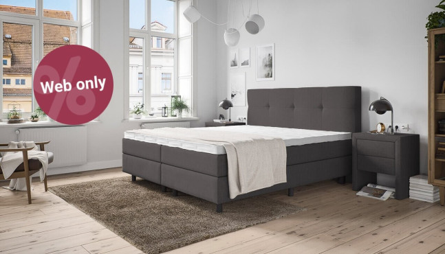 Boxspringbett Wanda in Anthrazit; Kopfteil bündig