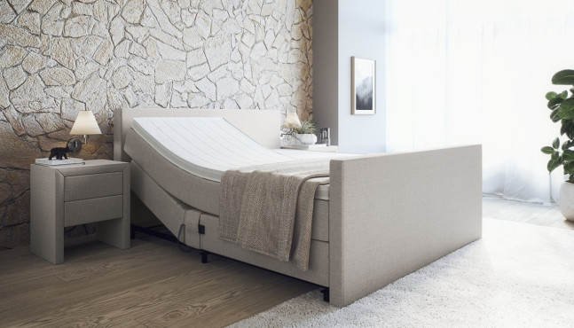 Boxspringbett Sven mit Motor in Hellgrau